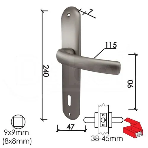 Dabel kvaka šild za vrata alegro-s f9 9x9/90 mm klj