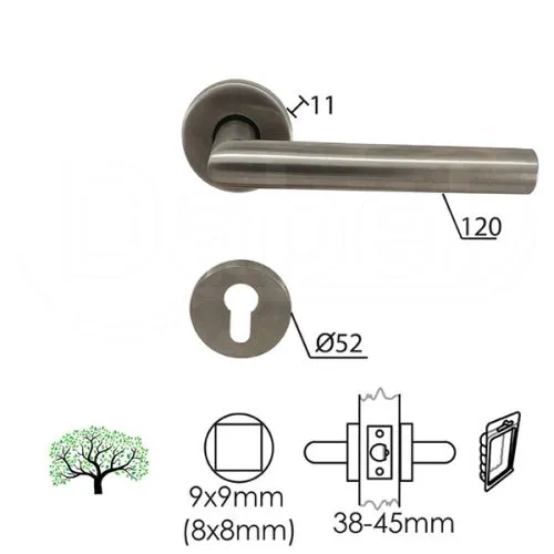 Dabel kvaka roz za vrata niš inox fi52/11/120/8/9 mm c