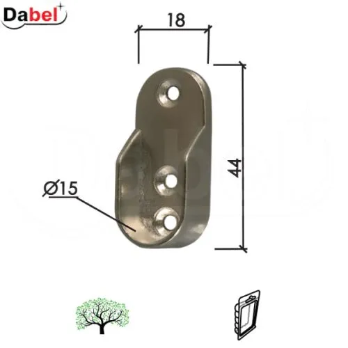 Dabel nosač šipke nikl 11x45x65 mm fi19 mm g2704 dsp