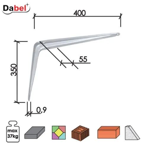 Dabel nosač police konzolni n1103 bela 350x400/53/0,9 mm
