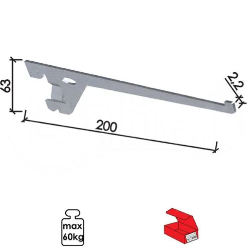 Dabel nosač police modularni n5121 silver 200/63/2,2 mm