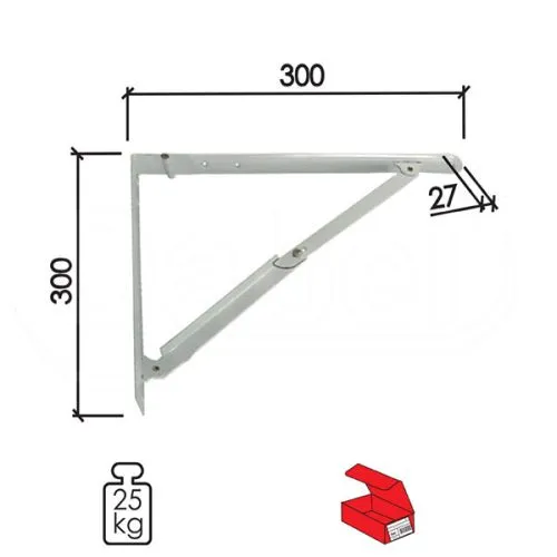 Dabel nosač police preklopni n3 bela 300x300/27 mm 25kg