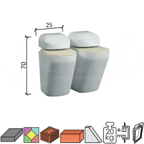 Dabel nosač za stak pol mini bela 25/70/4-22 mm(2kom)20kg