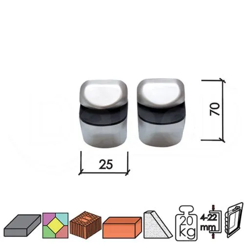 Dabel nosač za stakl pol mini 25/70/4-22 mm (2kom) 20kg