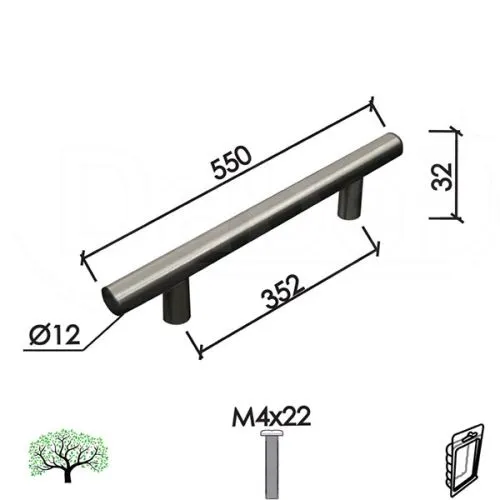 Dabel ručica za nameštaj c90 inox x352/550/32/fi12 mm