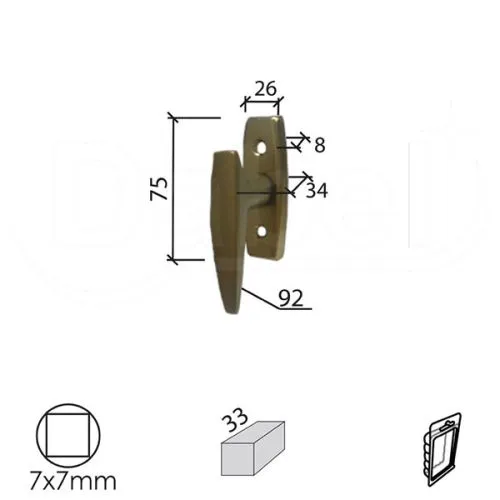 Dabel ručica za proz mini-p f4 7x7/33/26x75x8/34/92 mm
