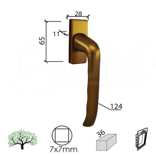 Dabel ručica za proz rafaelo-p 7x7/36/28x65x11/45/124 mm