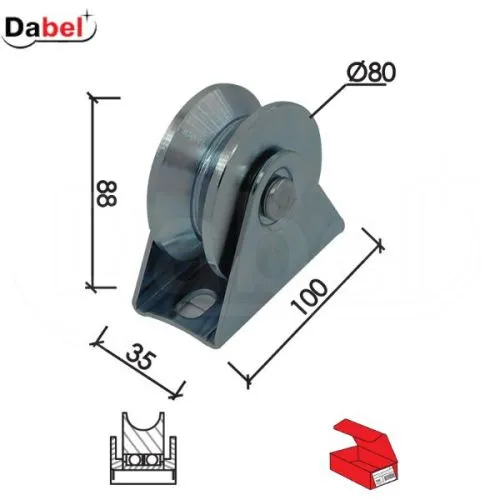 Dabel točak za kliznu kapiju T1005 ZnB fi 80Ux88/100x35mm 2 ležaja Q
