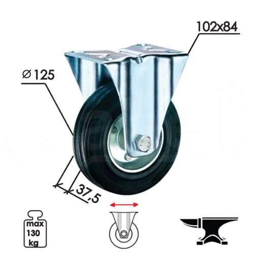 Dabel točak za kontejner linijski T10 ZnB fi x125x37,5/102x84mm Q