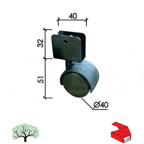 Dabel točkić rotirajući t4107 crn fi40 mm iverica18 mm