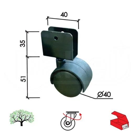 Dabel točkić rotirajući t4107 fi 40 mm 16 mm opd