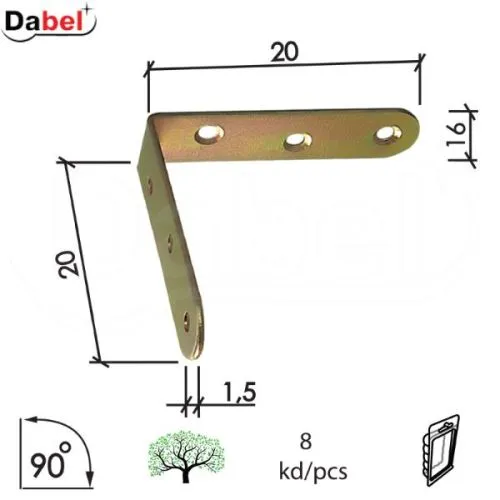 Dabel ugaonik za nameš u4123 znž 20x20x16/1,5 mm 8kom