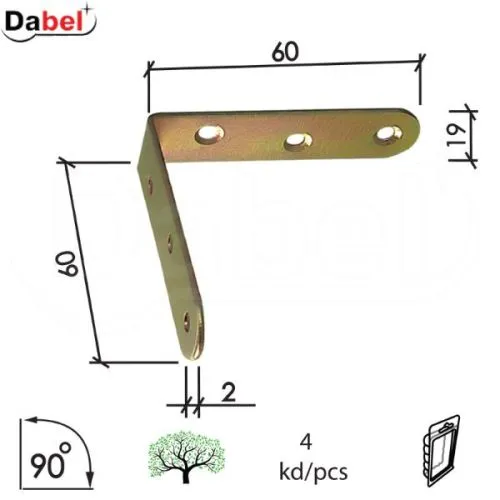Dabel ugaonik za nameš u4123 znž 60x60x19/2,0 mm 4kom