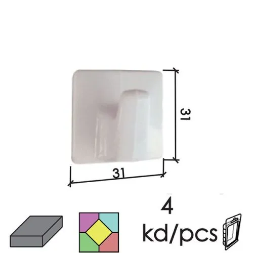Dabel vešalica samolepljiva v60 bela 31x31 mm (4 kom) dbp1