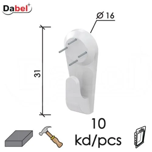 Dabel vešalica za zid ukucavajuća ve4 bela 31x16 mm 10kom