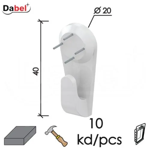 Dabel vešalica za zid ukucavajuća ve4 bela 40x20 mm 10kom