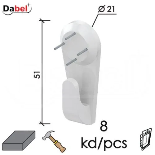 Dabel vešalica za zid ukucavajuća ve4 bela 51x21 mm 8kom
