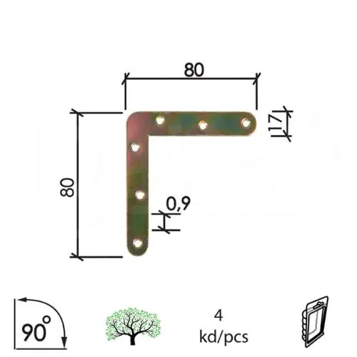 Dabel vezač ugaoni lp1 znž 80x80/17/0,9 mm (4kom) dsp