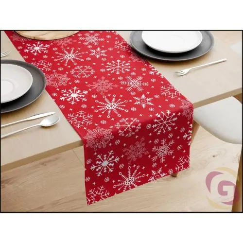 Dekorativni raner Snowflake 28x250 cm crveni
