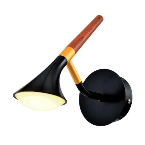 Duncan LED zidna svetiljka 5W 3000K mat crna/drvo