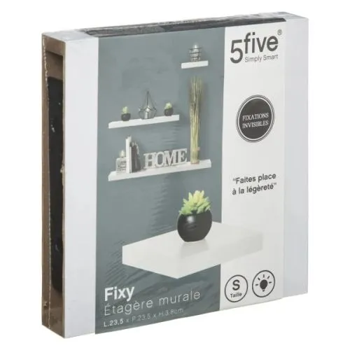 Five zidna polica, 23,5x23,5x3,8 cm, MDF drvo, bela