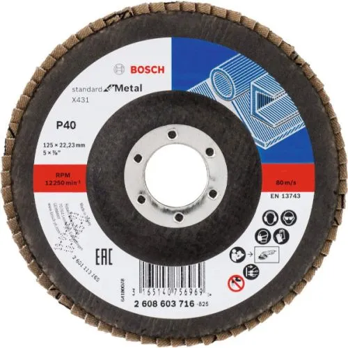FLAP DISK RAVNI X431 ZA METAL STD. 125MM G80 BOSCH