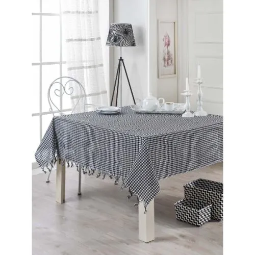 Karirani stolnjak 150x150cm, crno beli