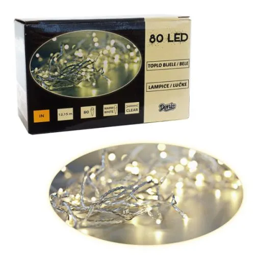 LED lampice bele 80 kom 12,15m