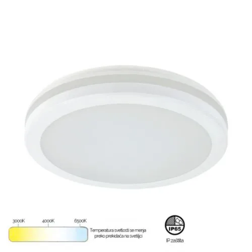 Led plafonjera x09-300-24w 3000-6500k ip65 bela
