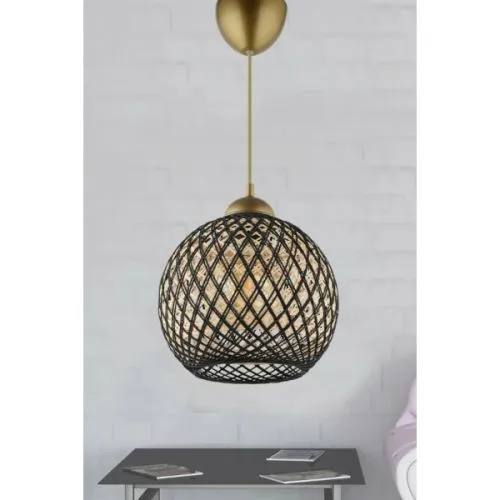 Luster pleteni crno-zlatni E27 max 40W 54 cm