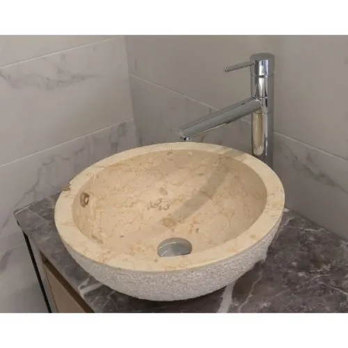 Minotti Rough nadgradni lavabo ø 400x150 mm mermerni