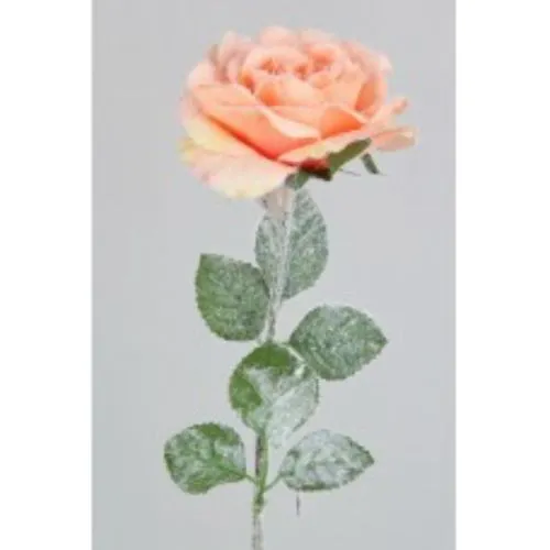 Novogodišnja dekoracija narandžasta ruža sa snegom