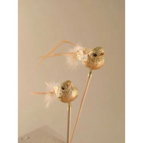 Novogodišnja dekoracija vrabac na štapiću, 2 komada