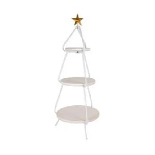 Novogodišnja etažer jelka bela 45x127cm metal/drvo