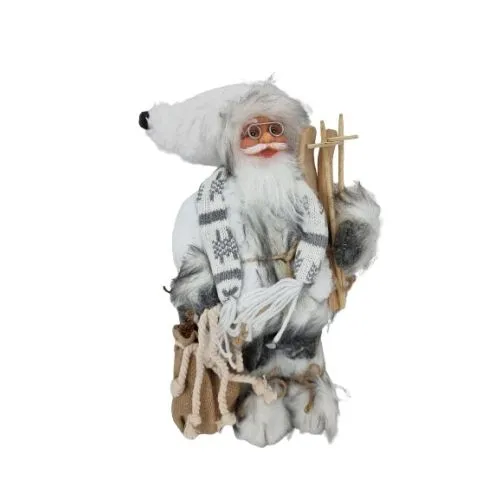 Novogodišnja figura deda mraz nosi skije džak 32cm