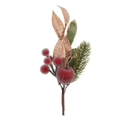 Novogodišnja grana bobice 32cm zlatna