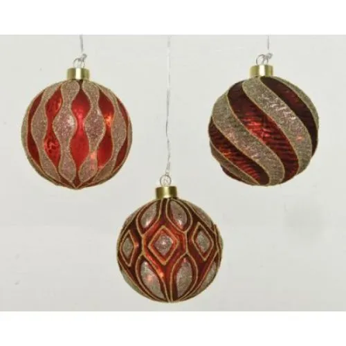 Novogodišnja kugla staklena sa LED svetlom