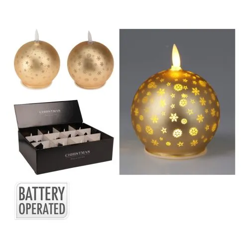 NOVOGODIŠNJA LED SVEĆA KUGLA 10CM ZLATNA