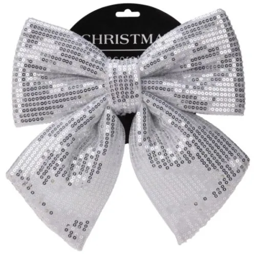 Novogodišnja mašna 21x25cm srebrna