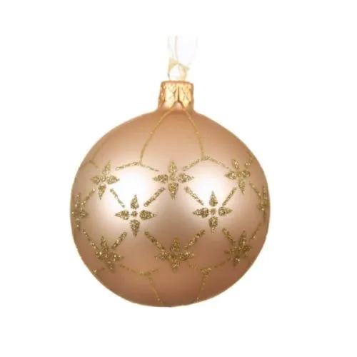 Novogodišnja staklena kugla sa cvetićima 8cm