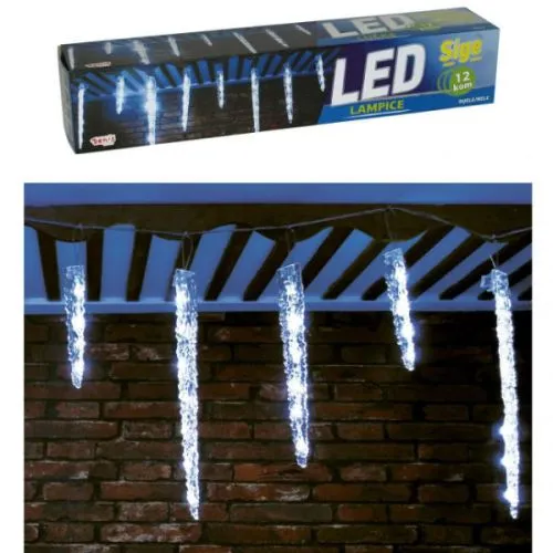 Novogodišnje lampice u obliku ledenice 12 komada