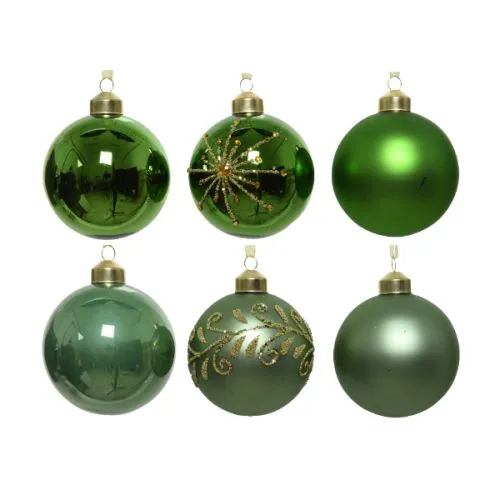 Novogodišnje staklene kugle zelene, 6 kugli