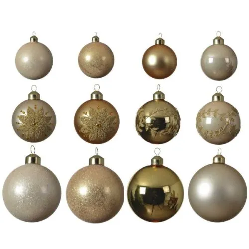 Novogodišnje staklene kugle zlatne, 12 kugli