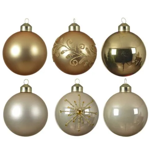 Novogodišnje staklene kugle zlatne, 6 kugli