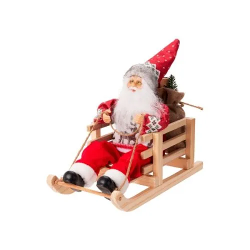 Novogodišnji deda mraz na sankama 25cm