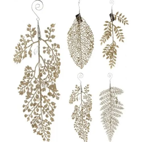 Novogodišnji list zlatni više oblika 25cm