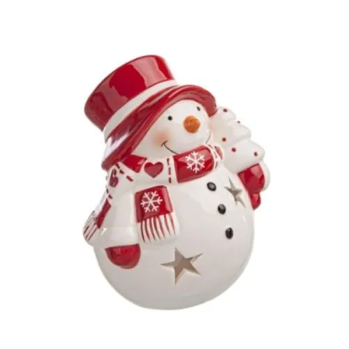 Novogodišnji svećnjak keramički Sneško