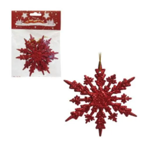 Novogodišnji ukras crvene pahulje 11 cm 2/1