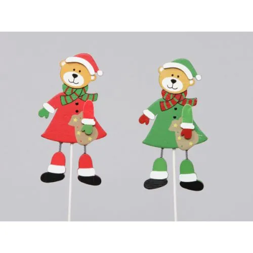 Novogodišnji ukras medo crveni-zeleni 2-1