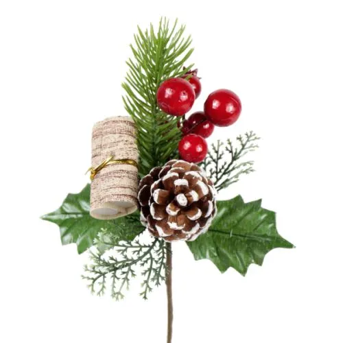 Novogodišnji ukras štapić sa šišarkom